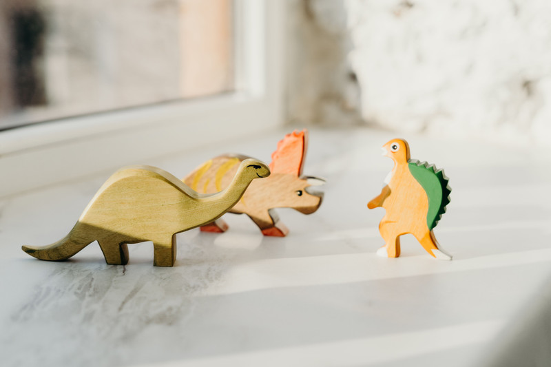 Wooden Dinosaur Trio