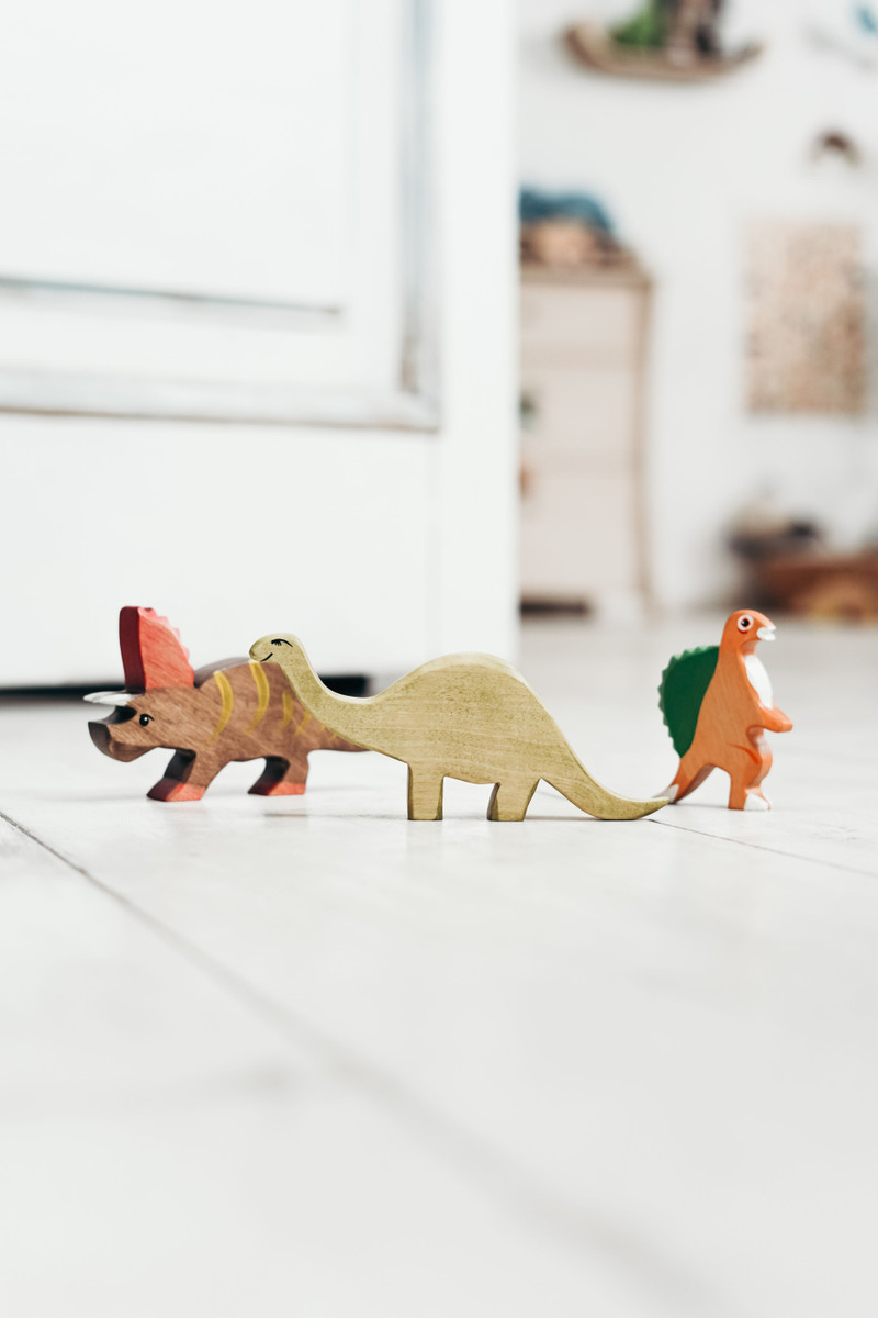 Wooden Dinosaur Trio
